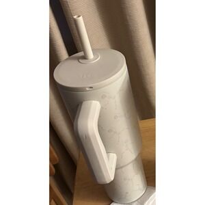 Simple Modern Tumbler Skeleton Pattern Reusable Cup With Straw Lid, White